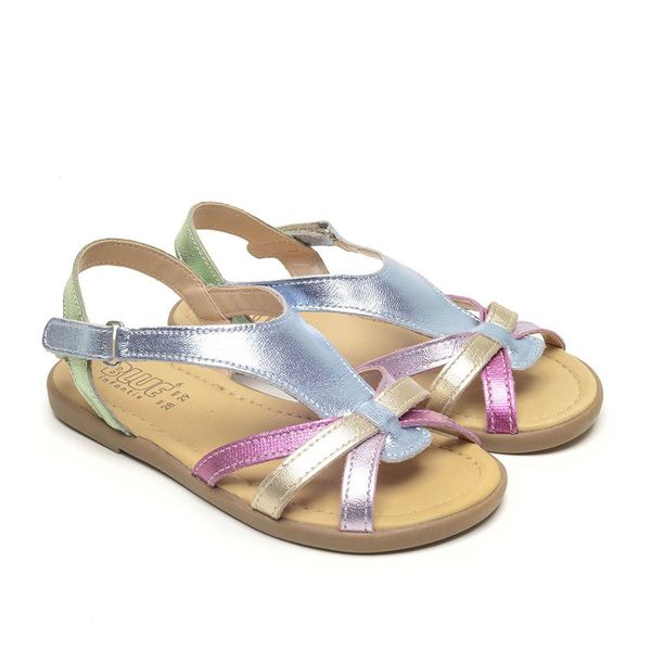 Sandália Infantil Feminino Amélia - Metal verde acqua