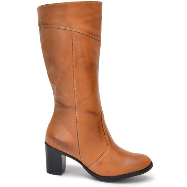 Botas Femininas Cano Médio Salto Grosso Caramelo