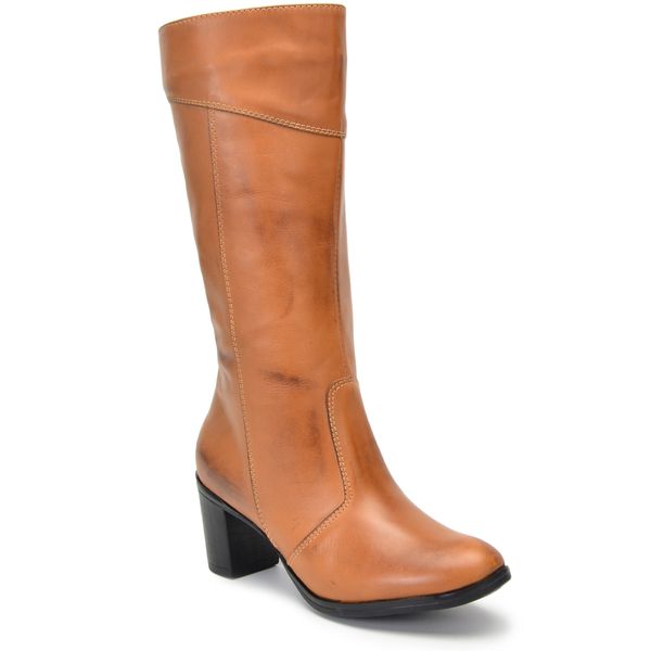 Botas Femininas Cano Médio Salto Grosso Caramelo