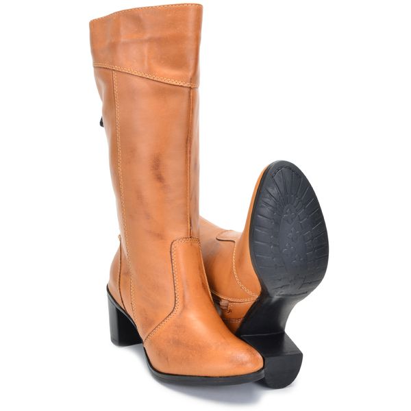 Botas Femininas Cano Médio Salto Grosso Caramelo