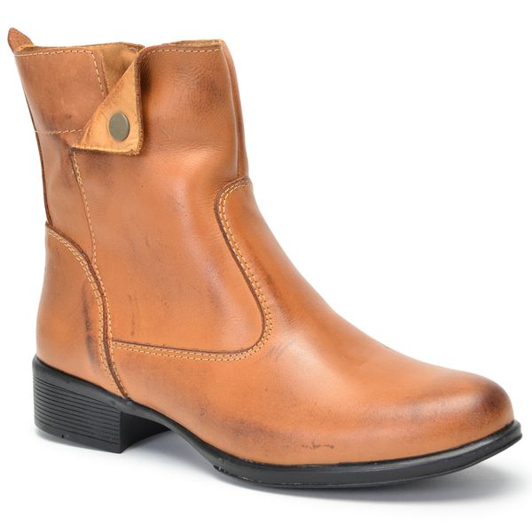 Bota Feminina Couro Cano Curto Montaria 2150/03 Caramelo