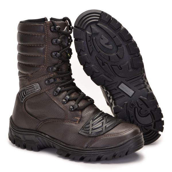 Coturno Militar Marrom Tático Attack Zíper Bmbrasil 5188/07 c a Nº 45.899