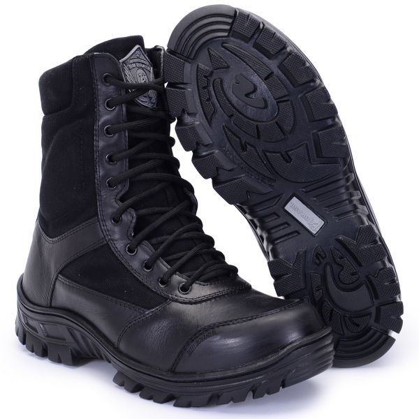 COTURNO EXERCITO SENTINEL EM COURO E COM ZIPER E BIQUEIRA DE TPU PVC 
