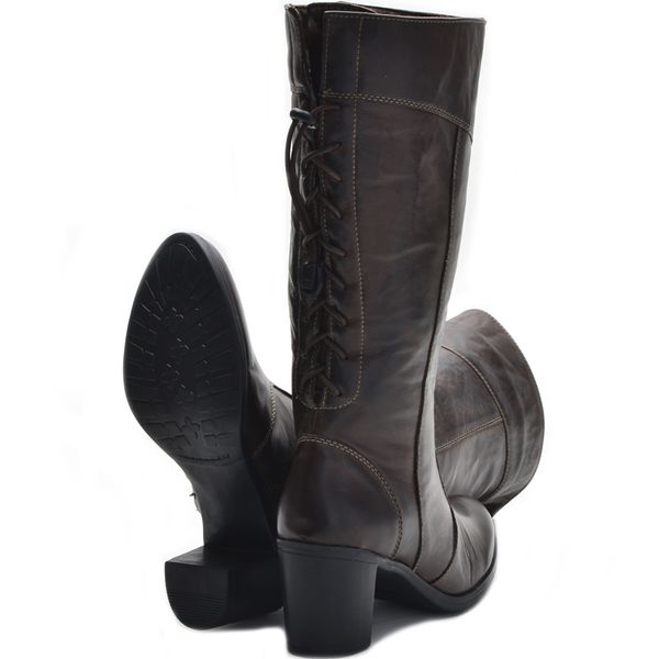 Botas Femininas Cano Médio Salto Grosso Brown