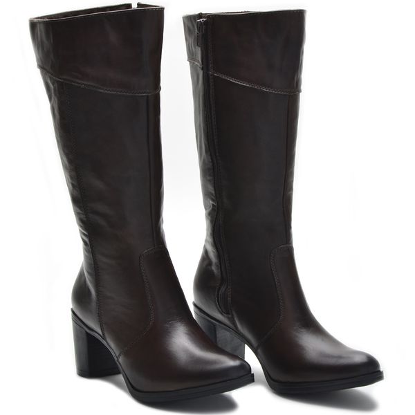 Botas Femininas Cano Médio Salto Grosso Brown