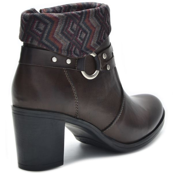 Bota Feminina Cano Curto Salto Grosso Brown/Étnico