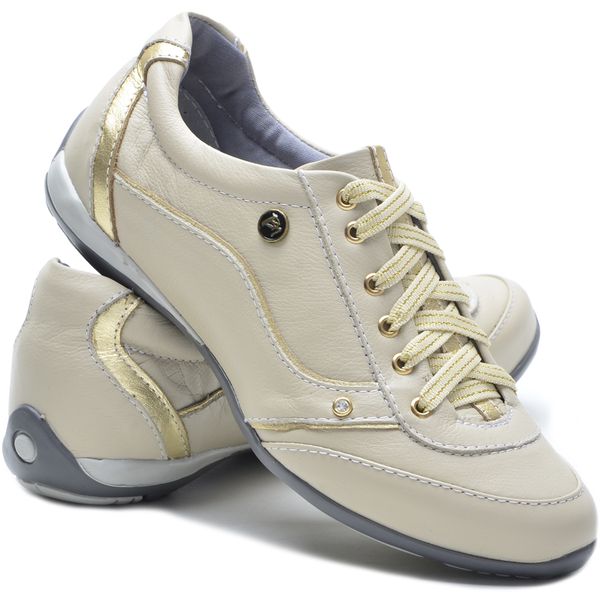 Tenis Feminino Com Amortecedor Tipo Tenis Bmbrasil 212/02 Creme