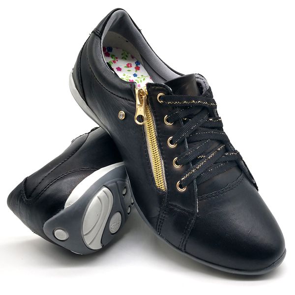 Tenis Feminino Casual Tipo Tenis Com Amortecedor e Zíper 218/16 Preto