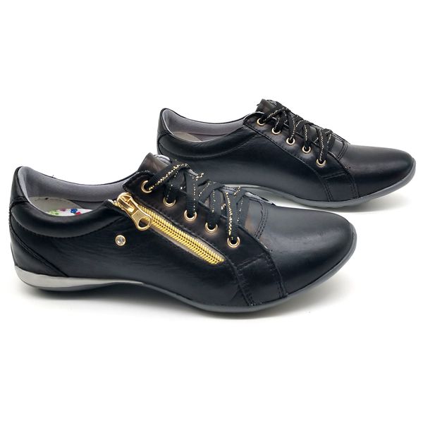 Tenis Feminino Casual Tipo Tenis Com Amortecedor e Zíper 218/16 Preto