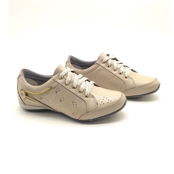 Tenis Feminino Casual Tipo Tenis Com Amortecedor 219/03 Creme
