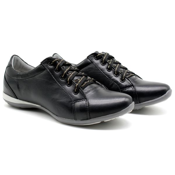 Tenis Feminino Com Cadarço Para Caminhada Bmbrasil 227/02 Preto