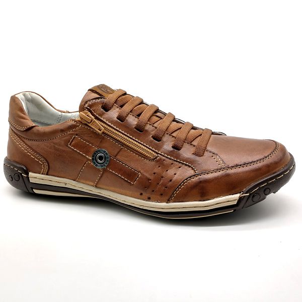Sapato Masculino Casual Zíper e Elástico Palmilha Ortopédica 148/01 Caramelo