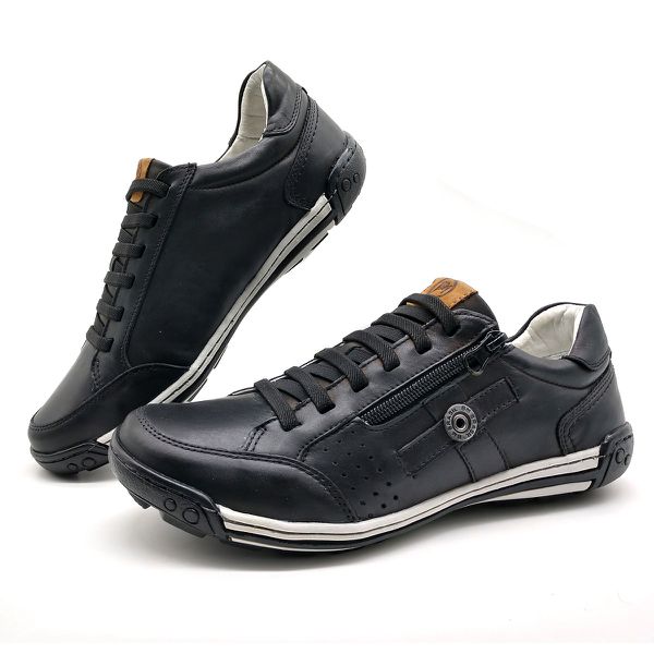 Sapato Masculino Casual Zíper e Elástico Palmilha Ortopédica 148/02 Preto