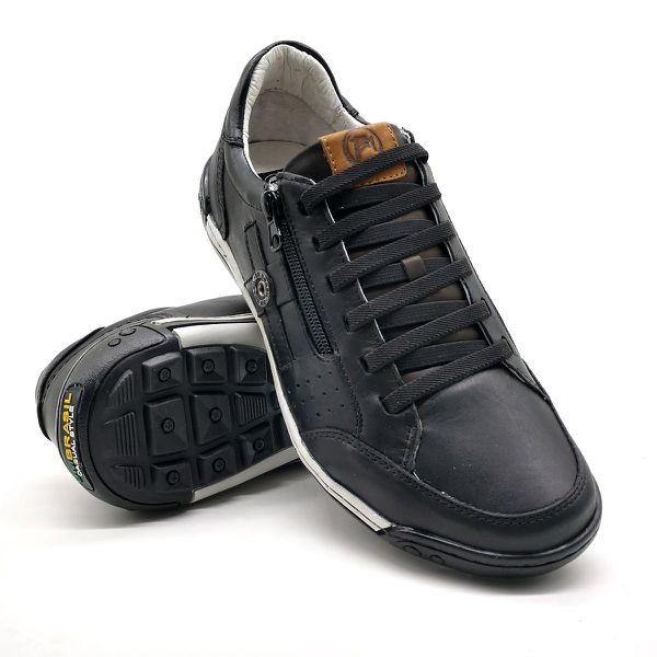 Sapato Masculino Casual Zíper e Elástico Palmilha Ortopédica 148/02 Preto