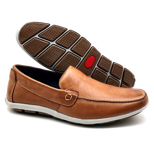 Sapato Masculino Mocassim Sapatilha Sider Couro Bm Brasil 175/09 Bege