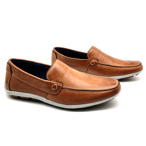 Sapato Masculino Mocassim Sapatilha Sider Couro Bm Brasil 175/09 Bege