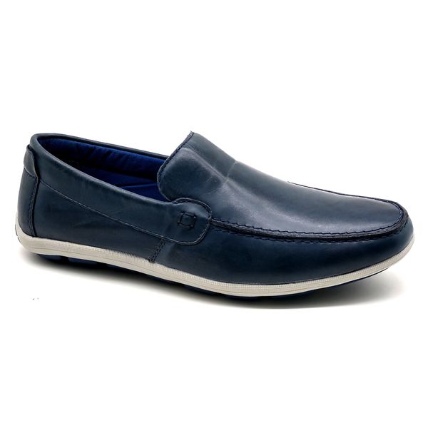 Sapato Masculino Mocassim Sapatilha Sider Couro Bm Brasil 175/10 Azul