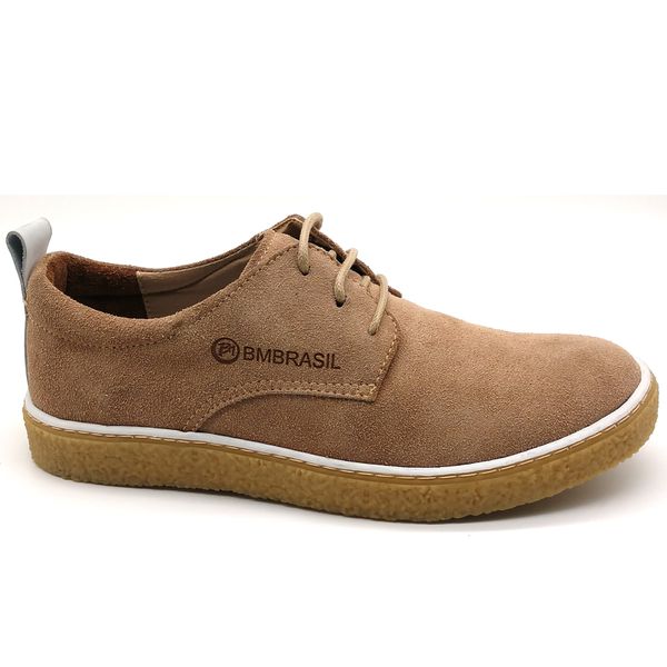 Sapato Masculino Cano e Gáspea De Camurça Bmbrasil 890/02 Palha
