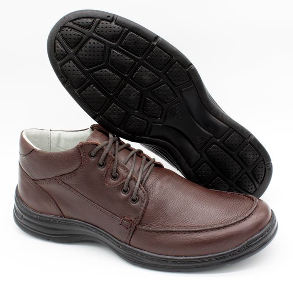 Sapato Confort Plus Bmbrasil De Couro Palmilha Em Gel Extra Leve 2710/02 Café