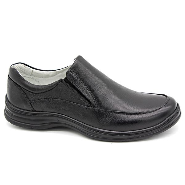 Sapato Confort Plus Bmbrasil De Couro Palmilha Em Gel Extra Leve 2711/01 Preto