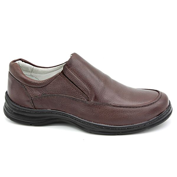 Sapato Confort Plus Bmbrasil De Couro Palmilha Em Gel Extra Leve 2711/02 Café