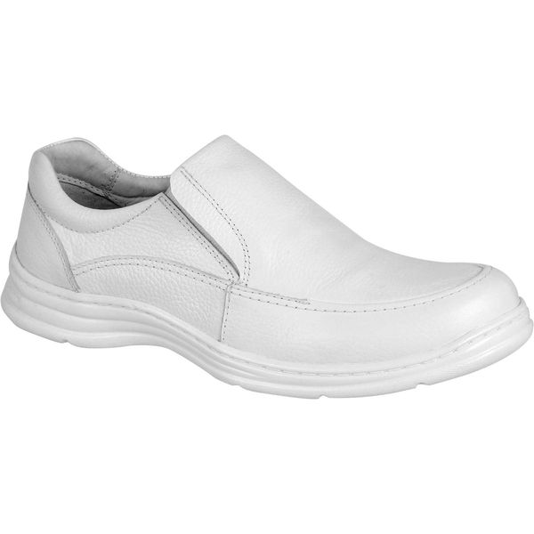 Sapato Confort Plus Bmbrasil De Couro Palmilha Em Gel Extra Leve 2711/05 Branco
