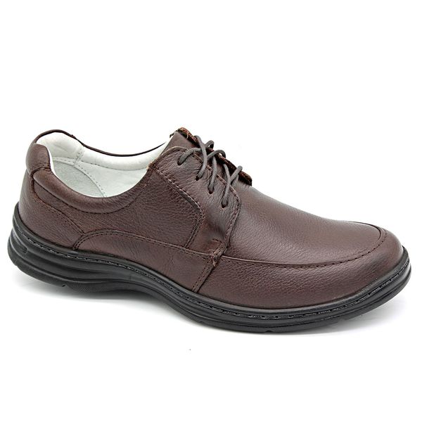 Sapato Confort Plus Bmbrasil De Couro Palmilha Em Gel Extra Leve 2712/02 Café