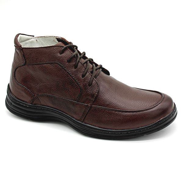 Sapato Confort Plus Bmbrasil De Couro Palmilha Em Gel Extra Leve 2713/02 Café
