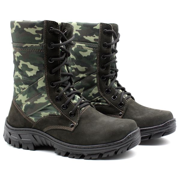 Coturno Militar Multicam Couro e Lona Cordura Extra Leve Tático Militar Bmbrasil 5150/02 Camuflado