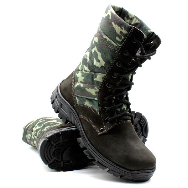 Coturno Militar Multicam Couro e Lona Cordura Extra Leve Tático Militar Bmbrasil 5150/02 Camuflado
