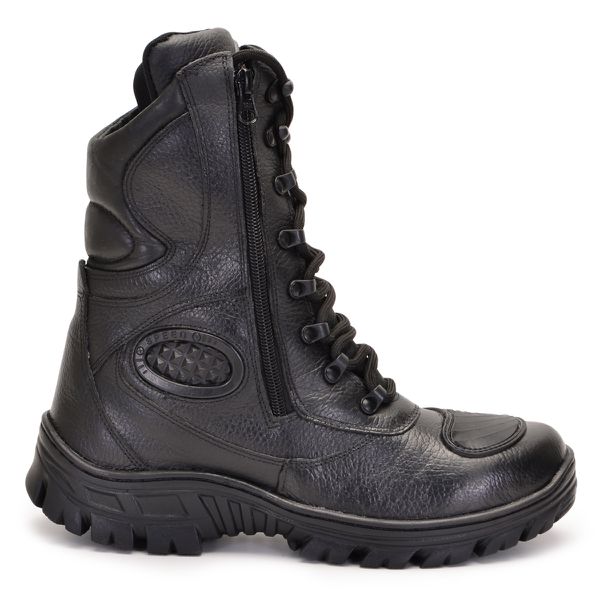 Coturno S.w.a.t. Tático Bota Militar Moto Bmbrasil Ziper 5180/01 Preto