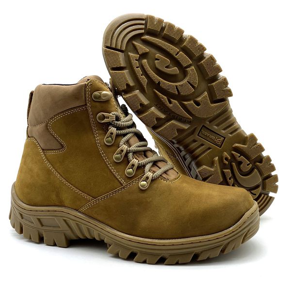 Coturno Militar Bota Borzeguim Cano Baixo 5185/04 Nobuck Palha