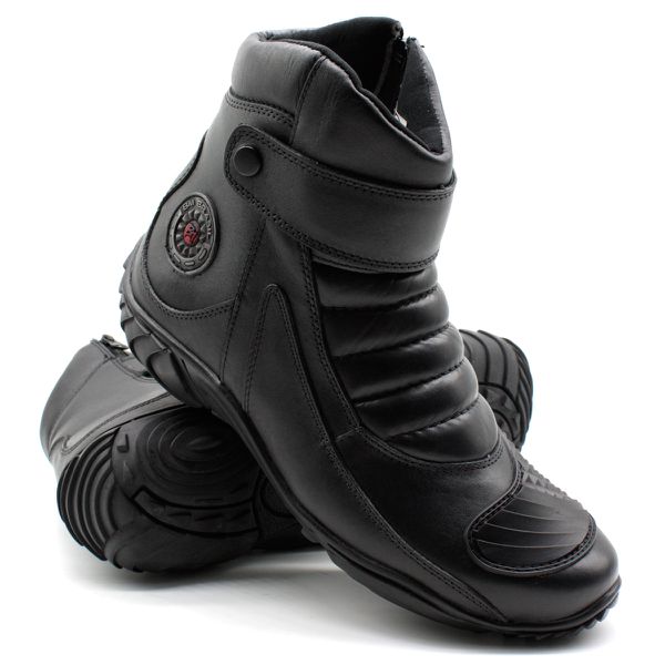Bota Motociclista Moto Zíper Couro Bmbrasil 5210/01 Preto