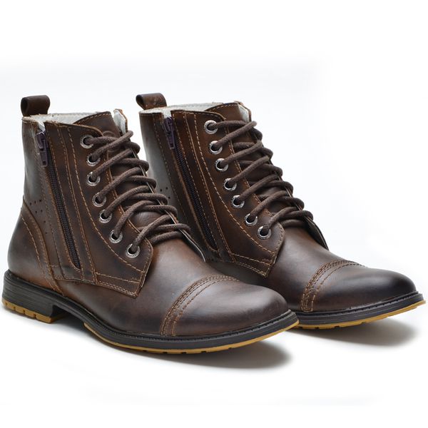 Bota Botina De Zíper Bmbrasil Oxfords 651/02 Taupe