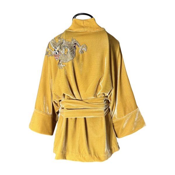 Kimono Jin Veludo Amarelo-Ouro Dragão Folk2