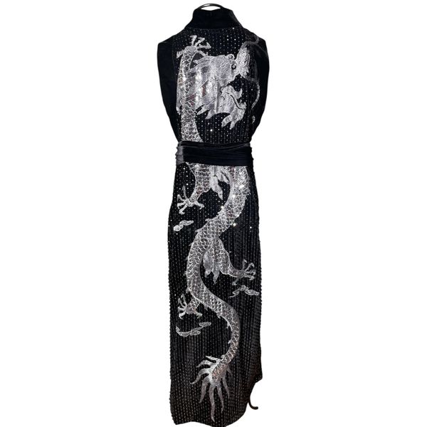 Kimono Veludo com Paetê All Black "Stars"