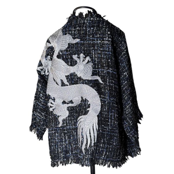 Kimono Yang Tweed Noite Estrelada 2 Abraço do Dragão Prata