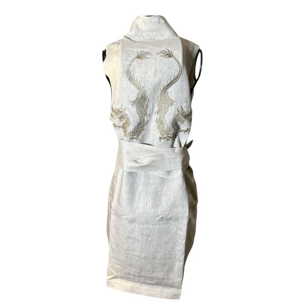 Colete Yin Linho Areia Dragões-do-Mar Ouro Velho