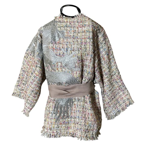 Kimono Yang Tweed Confeitaria Abraço do Dragão Prata