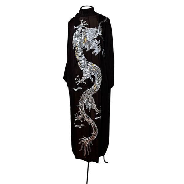 Kimono Tsuki Viscose Preto Dragão do Gelo