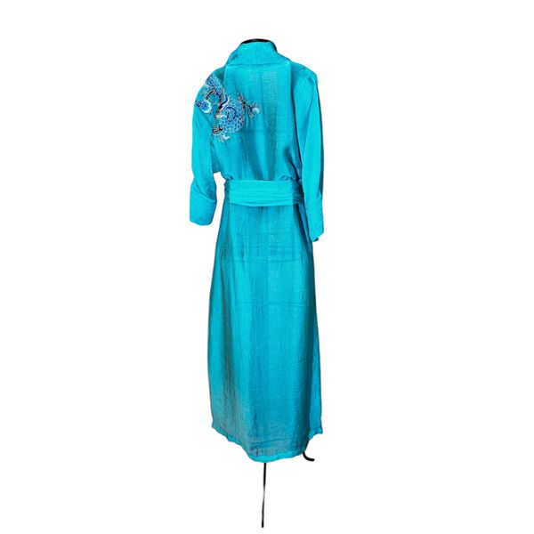 Kimono Nami Crepe Azul-Turquesa Dragão Folk2