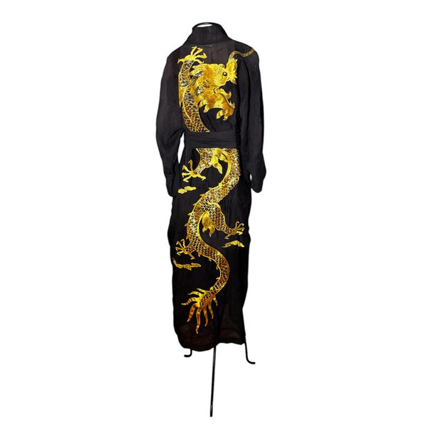 Kimono Nami Crepe Preto Dragão do Fogo