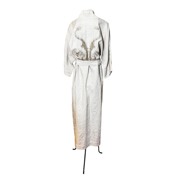 Kimono Yin-Yang Linho Cru Dragões-do-Mar Ouro Velho