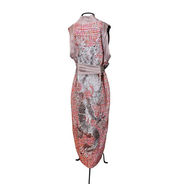 Kimono Tweed Penélope Dragão Gigante Prata-Rosê