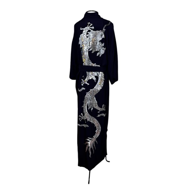 Kimono Tsuki Viscose Azul-Marinho Dragão do Gelo