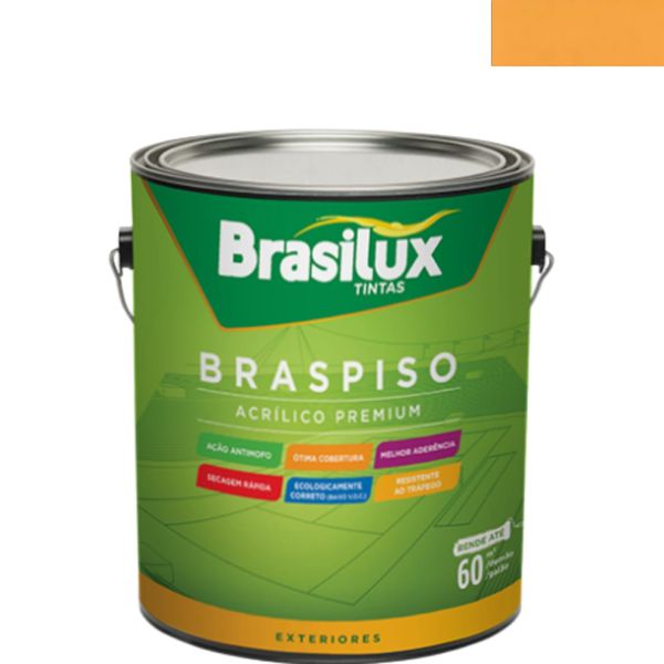 Tinta Para Piso Amarelo Ouro Acetinado 3,6l Brasilux