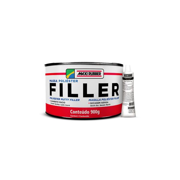 Massa Poliester Filler Maxi Rubber 900g