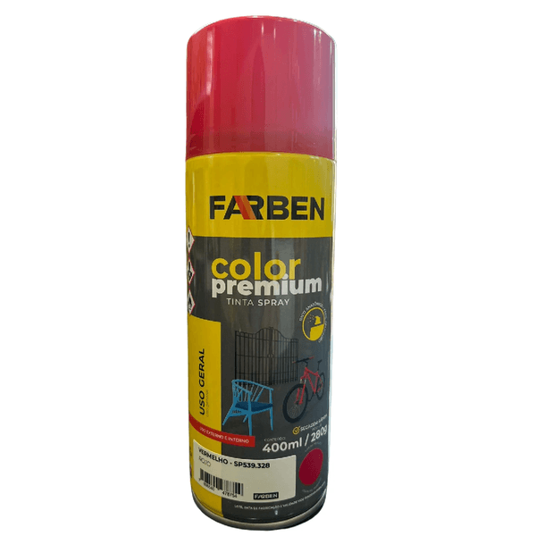 Tinta Spray Vermelho Uso Geral 400ml - FARBEN-