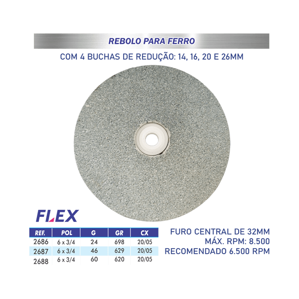 Disco Rebolo para Ferro 6x3/4 G60 Flex - Lotus 