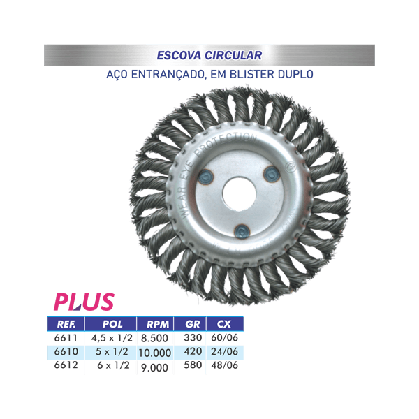 Escova Circular Aço Entrançado 6x1/2" - Lotus